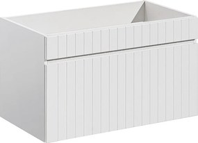 Szafka pod umywalkę wisząca ryflowana biała - 80 cm - SATARA