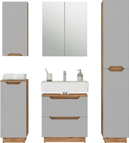 Zestaw mebli łazienkowych dąb/szary w paski 59.8x32x62.5 lotta