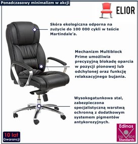 Czarny skórzany fotel prezesa G5-T25