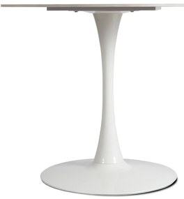 Stół Okrągły SANDER 90 cm Ceramiczny Biały do Salonu Nowoczesny Glamour