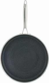 Patelnia wok Ogo BLACK CUBE 28 CM ze stali nierdzewnej z dnem w kształcie plastra miodu - Do wszystkich rodzajów kuchenek, w tym indukcyjnych