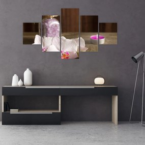 Obraz - Świeca i orchidee (125x70 cm)
