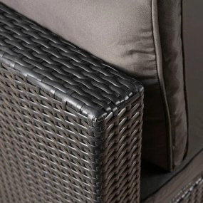 Zestaw Mebli Ogrodowych CALIENTE Modułowy Sofa 2x Fotel Stolik Tarasowy Czarny/Brązowy Technorattan Nowoczesny