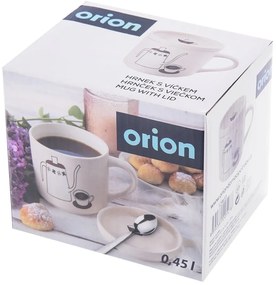 Biały porcelanowy kubek z pokrywką 450 ml – Orion