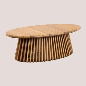 Owalny Stolik Kawowy Do Ogrodu 120x65 Cm Z Drewna Akacjowego Mura Rustykalny Brąz Akacjowy - Sklum