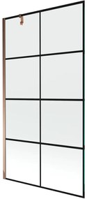 Mexen Next parawan nawannowy 1-skrzydłowy 100 x 150 cm, czarna kratka, różowe złoto - 895-100-000-00-77-60