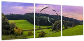 Obraz łąki (z zegarem) (90x30 cm)