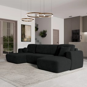 Masseno Narożnik SENTUM z funkcją spania i pojemnikiem na pościel Narozniki U, Rozkładana sofa - Czarny, KRONOS 07