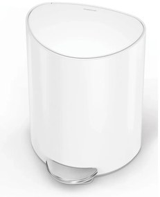 Simplehuman Pojemnik na śmieci  z pedałem 6 l, półokrągły, stal biały, plastik