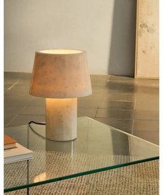 Marmurowa lampa stołowa w kolorze kości słoniowej z marmurowym kloszem (wysokość 27 cm) Alaro – Kave Home