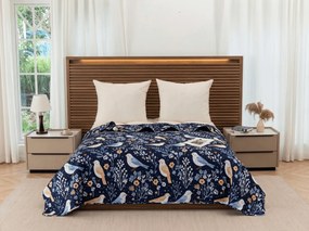Narzuta na łóżko DENIM BIRDS, niebieska Rozmiar: 170 x 210 cm