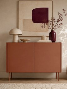 Komoda Desin 120 cm dwudrzwiowa - ceramic red / dąb nagano