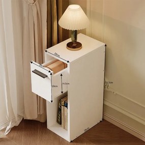 Szafka nocna biała z szufladą stolik z półką nowoczesny loft sypialni