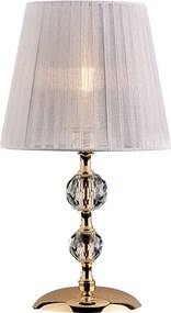 Lampa stołowa Ruben 1-punktowa z pozłacanego żelaza i kryształu z abażurem H.36 Ø20 BL267-LT-OR