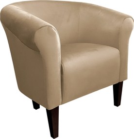 Fotel Milo tkanina Welur wygodny fotel tapicerowany do salonu i sypialni : Kolor nogi - Venge, Kolor tkaniny - VELVET - MG06, Wysokość nogi - 20 cm