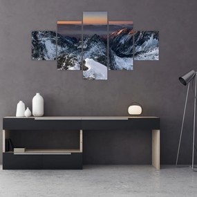 Obraz - Wschód słońca w górach (125x70 cm)
