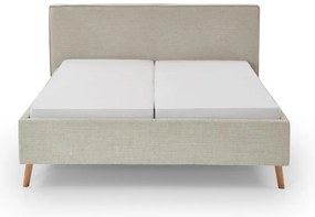 Kremowe tapicerowane łóżko dwuosobowe ze schowkiem i stelażem 160x200 cm Riva – Meise Möbel