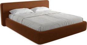 Łóżko 220 x 225 - z weluru - terakota - KIANA