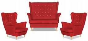 Zestaw uszak Gaja ekoskóra skaj sofa fotele Family Meble czerwony