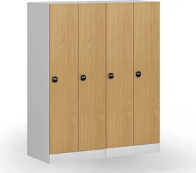 Szafa ubraniowa S1 obniżona 2-drzwiowa, 1500 x 600 x 500 mm, zamek RFID, drzwi laminowane, drzwi laminowane, orzech