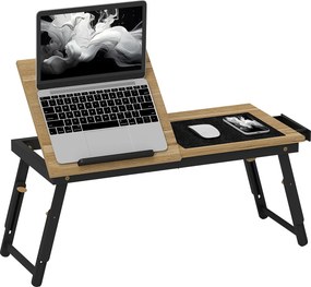 HOMCOM Stolik na łóżko, regulowany stolik pod laptopa z szufladą, składany do pracy na sofie i w łóżku, dąb | Aosom PL