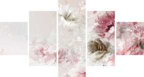 Obraz - Malowanie różowych kwiatów (125x70 cm)