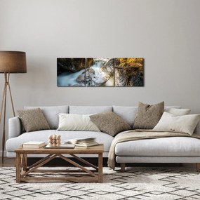 Obraz - Strumień leśny (z zegarem) (90x30 cm)