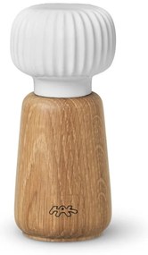 Młynek do przypraw z drewna dębowego z białym porcelanowym detalem Kähler Design Hammershoi, wys. 13 cm