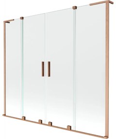 Mexen Velar L Duo parawan nawannowy 2-skrzydłowy rozsuwany 180 x 150 cm, transparent, miedź szczotkowana - 896-180-003-02-65