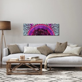 Abstrakcyjny obraz - fioletowe gałęzie (z zegarem) (90x30 cm)