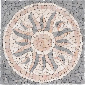Mozaika marmurowa Rosone Sonne 90x90 cm szara kremowa różowa