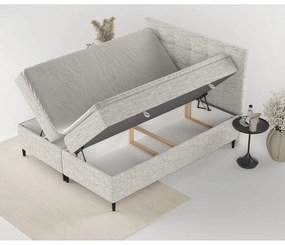 Jasnoszare łóżko boxspring ze schowkiem 160x200 cm Urbaneo – Maison de Rêve