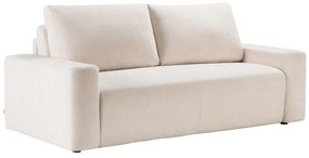 Kanapa rozkładana 3-osobowa z beżowej tkaniny teksturowanej - Miejsce do spania 140 cm - Materac 13 cm DAVISO