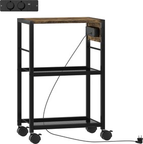 HOMCOM Mobilna podstawka pod drukarkę z gniazdkami portami USB i USB-C do 40 kg rustykalny brąz | Aosom PL