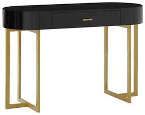 Biurko konsola z 1 szufladą - Lakierowana płyta MDF i metal - Czarny i złoty - TORELI marki Pascal Morabito