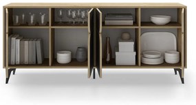 Czarna niska komoda w dekorze dębu 185x79 cm Nola – Marckeric