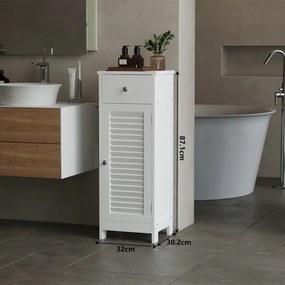 Szafka Łazienkowa Słupek Biała 87 cm – Loft z Szufladą i Półkami