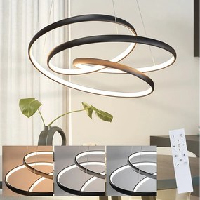 NETTLIFE Lampa wisząca LED czarna żelazna średnica 24cm z możliwością ściemniania 50CM nowoczesna lampa wisząca z pilotem lampa do salonu 55W