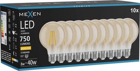 Mexen Vintis 10x żarówka filament LED E27, G80, 8W, Ciepła - 2700K, 750 lm, amber - L155-E27-0827-50x10