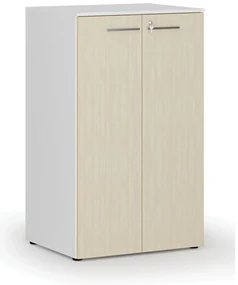 Szafa biurowa z drzwiami PRIMO WHITE, 3 półki, 1335 x 800 x 640 mm, biały/brzoza
