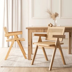 Krzesło Drewniane MADERA Dąb/Beż Ażurowe Retro