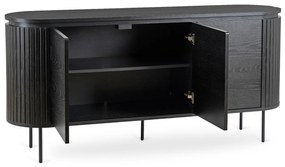 Komoda do Salonu BECK 160 cm Czarna Trzydrzwiowa Ryflowana Nowoczesna