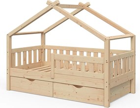 Łóżko domowe naturalne drewno 167.6x87.6x133.6 design