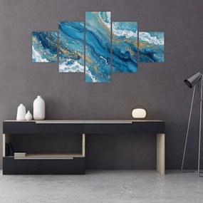 Obraz - Jasnoniebieski marmur ze złotem II. (125x70 cm)