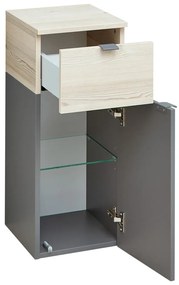Szaro-naturalna niska wisząca szafka łazienkowa w dekorze sosny 72x30 cm Quickset 394 – Pelipal