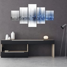 Obraz - Panorama miasta, niebiesko - szara (125x70 cm)