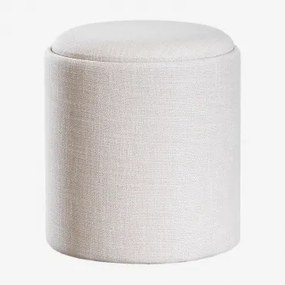 Okrągły Tapicerowany Puf Berkeleni Z Tacką I Schowkiem Ø40 Cm & Pościel Kremowa - Sklum