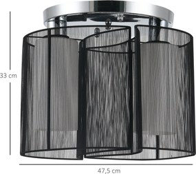 HOMCOM Lampa sufitowa vintage 2 oprawki E27 lampa sufitowa 40 W czarna