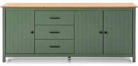 Zielono-naturalna niska komoda z litego drewna sosnowego 190x80 cm Miranda – Marckeric