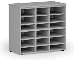 Regał sortujący PRIMO GRAY, 800 x 420 x 740 mm, 18 przegród, szary